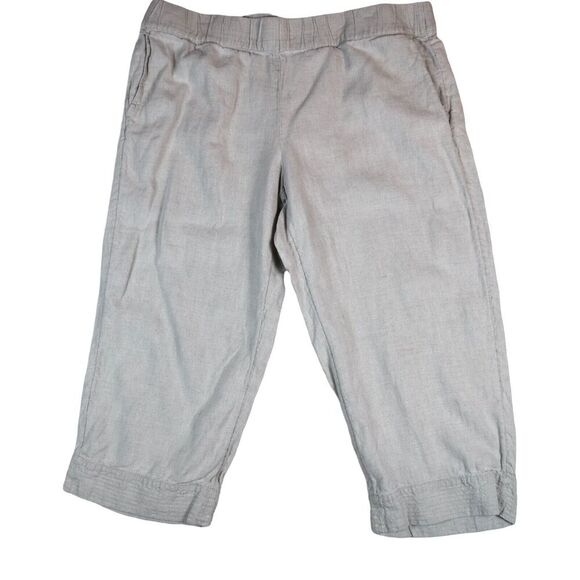 J. Jill Pants - J Jill Pure Jill Linen Crop Pants Women's Petite Large Beige Cropped Pull On